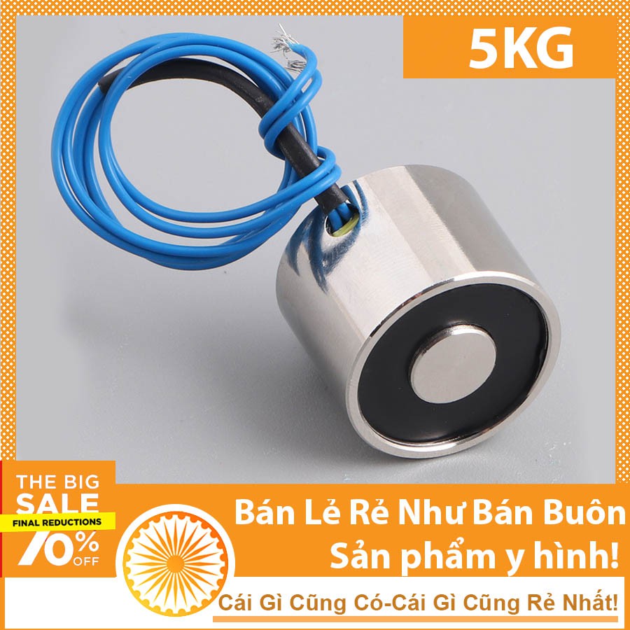 Nam Châm Điện P25-20mm 12-24V lực hút 50N-5KG