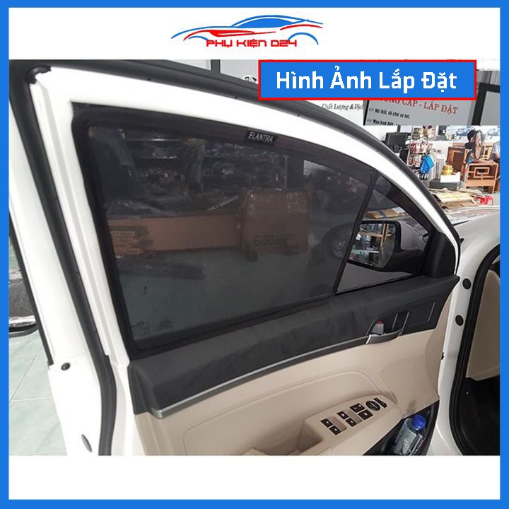 Bộ 4 rèm chắn nắng nam châm Elantra 2016-2017-2018-2019-2020-2021 khung cố định chống tia UV