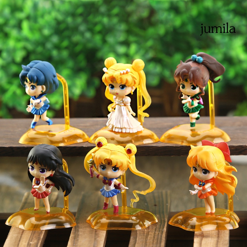 Set 6 Mô Hình Thủy Thủ Mặt Trăng Trang Trí Bánh Kem