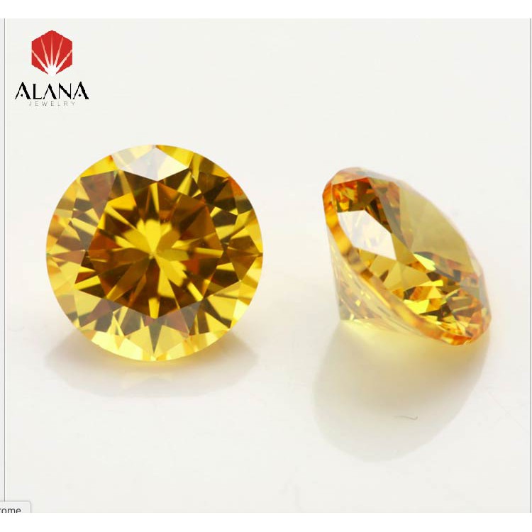 Combo 100 viên đá CZ tròn màu vàng