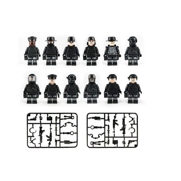 Bộ Lego Lắp Ráp Mô Hình 12 Nhân Vật Military Police và 1 Ô Tô SWAT