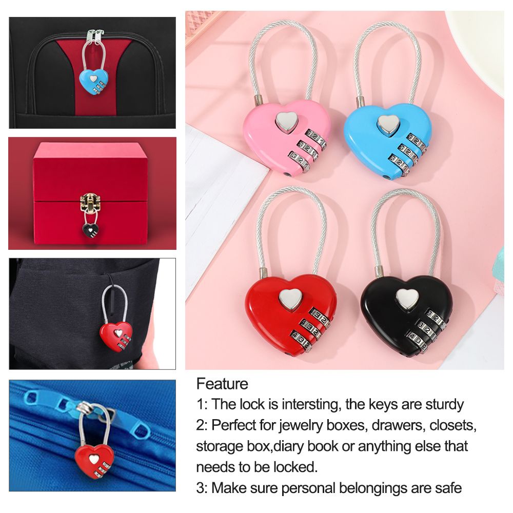 1 Ổ Khóa Mật Khẩu 3 Chữ Số Bằng Hợp Kim Kẽm Đa Màu Sắc Tiện Dụng