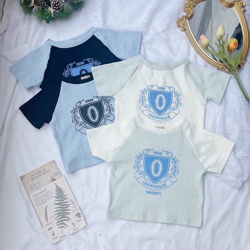 Áp croptop raplang in hình logo to cực xinh , chất thun gân mềm mịn