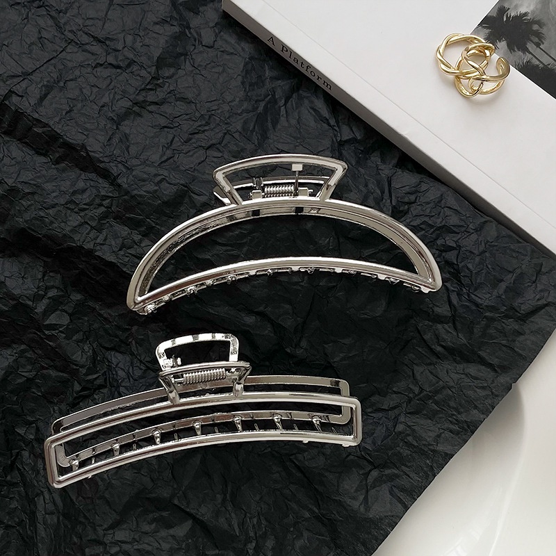 1 Kẹp Tóc Hình Cá Mập Bằng Kim Loại Màu Bạc Kiểu Hàn Quốc Cổ Điển Dành Cho Bạn Nữ
