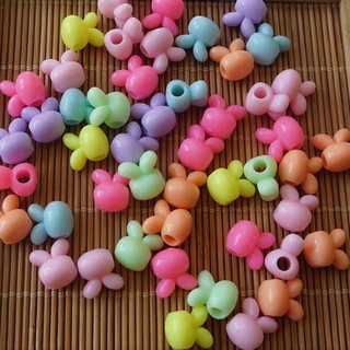 100 Hạt nhựa tai thỏ cotton candy xỏ lỗ 2 đầu