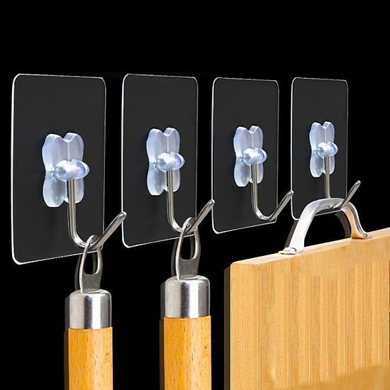 Hàng Loại 1-Set 10 Móc Dán Tường Cường Lực Móc Treo Đồ Thông Minh 6*6CM Chịu Lực 1kg Wall Hook