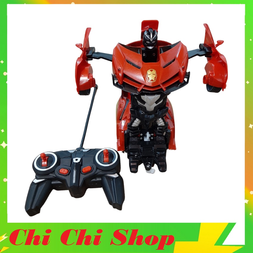 Xe Điều Khiển Biến Hình Robot Xe Ironman Siêu Cấp Màu Đỏ Cam Cao Cấp Quay 360 Độ
