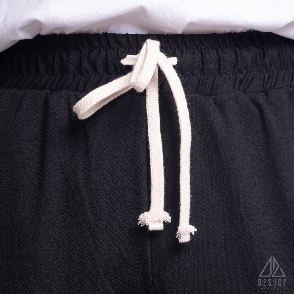 Quần thể thao nam D2shop, quần thun nam co giãn màu đen, 2 sọc trắng