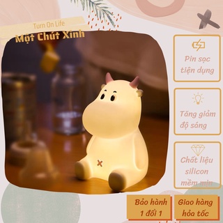 Đèn ngủ sửu nhi, , có 5 màu tăng giảm độ sáng❌Freeship❌ Đèn ngủ silicon con trâu dễ thương