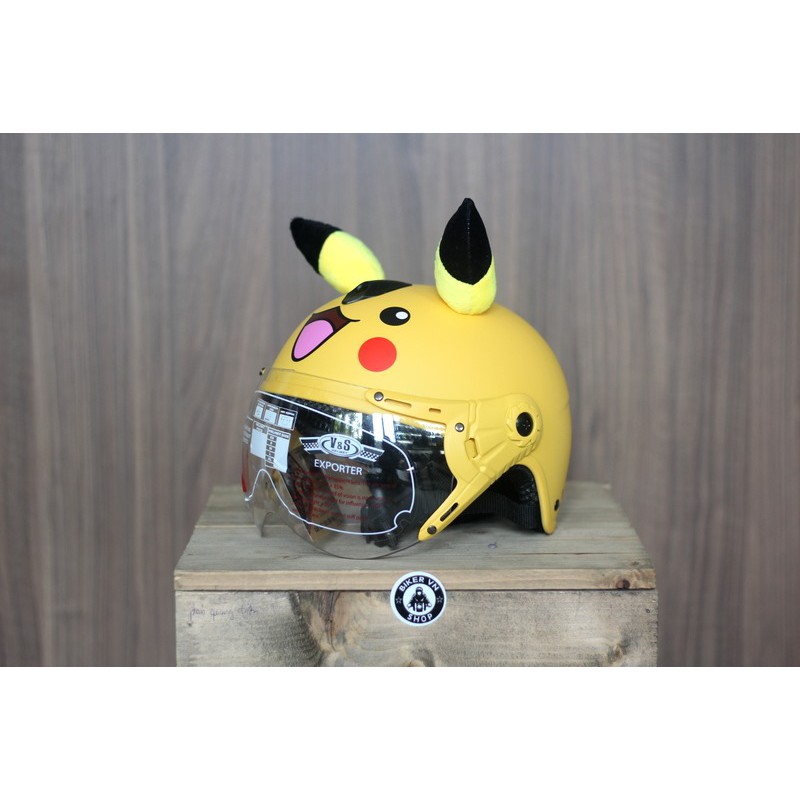 Mũ bảo hiểm cho bé có kính hình thú Pikachu gọn nhẹ, chất lượng, chính hãng (từ 2 đến 8 tuổi)