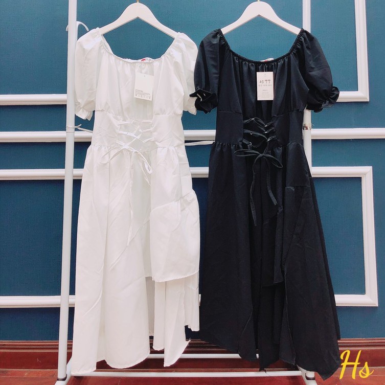 [ HOT ] Váy Chữ A Dáng Dài Eo Đan Dây Lệch Váy Xòe Xẻ Tầng Chất Thô - M124 | BigBuy360 - bigbuy360.vn