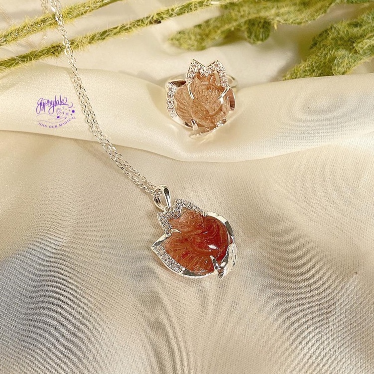 Mặt Dây Chuyền Hồ Ly Đá Thạch Anh Tóc Nâu Đỏ Thiên Nhiên Phong Thuỷ SP003825 Gypsy.lala