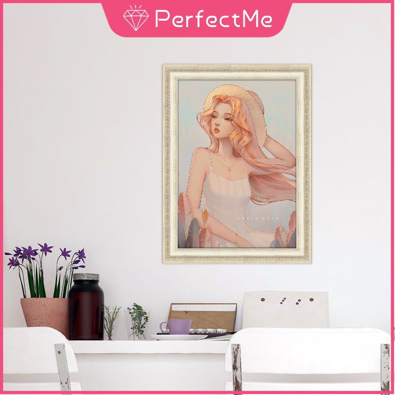 Bộ tranh đính đá 5D họa tiết cô gái độc đáo kích thước 30x40cm diy dùng để trang trí