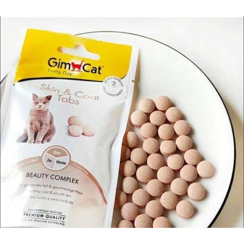 Bánh thưởng mèo snack Gimcat tabs 40g, nhiều công dụng vitamin mượt lông búi lông mèo con Con Mèo Xiêm