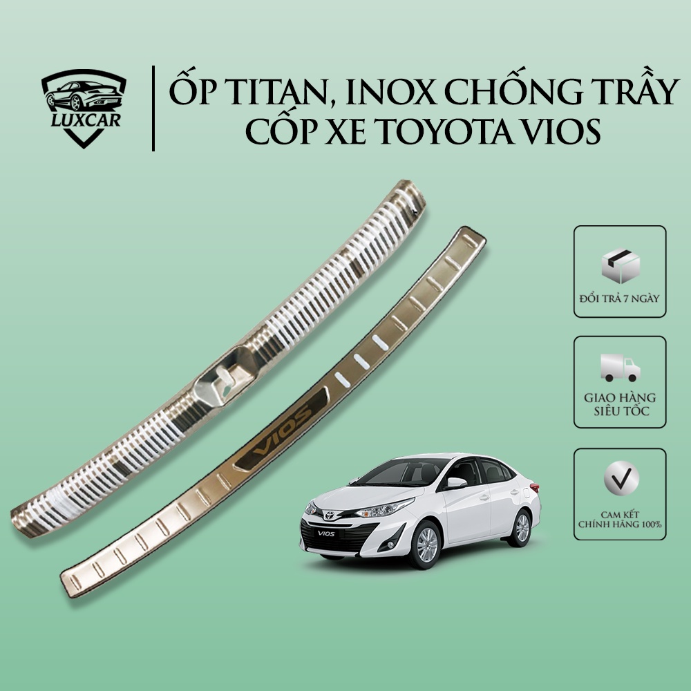 Ốp chống trầy xước cốp xe TOYOTA VIOS 2019-2021 - LUXCAR chất liệu INOX-TITAN cao cấp