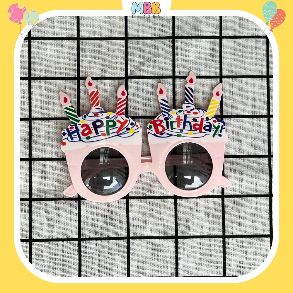 Mắt Kính Happy Birthday, Kính Sinh Nhật Hình Bánh Kem Có Nến Nhiều Màu - Phụ Kiện Trang Trí Sinh Nhật Tiệc Tùng