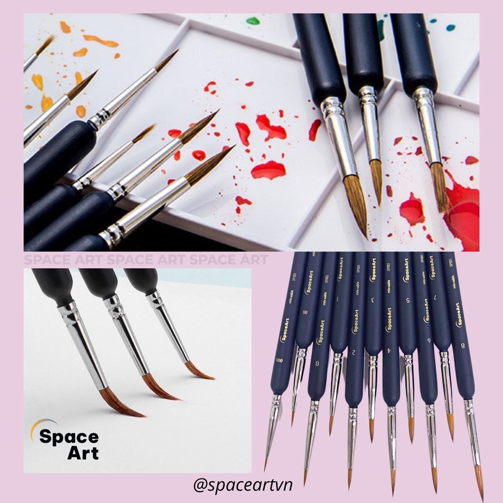 Cọ Tỉa, Cọ Vẽ Nét Lông Chồn Spaceart SP001 vẽ màu nước, acrylic nét mảnh