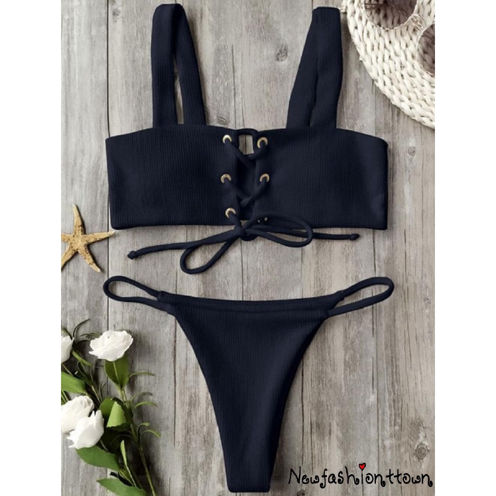 Bộ bikini cột dây áo có mút đệm thời trang cho nữ | BigBuy360 - bigbuy360.vn