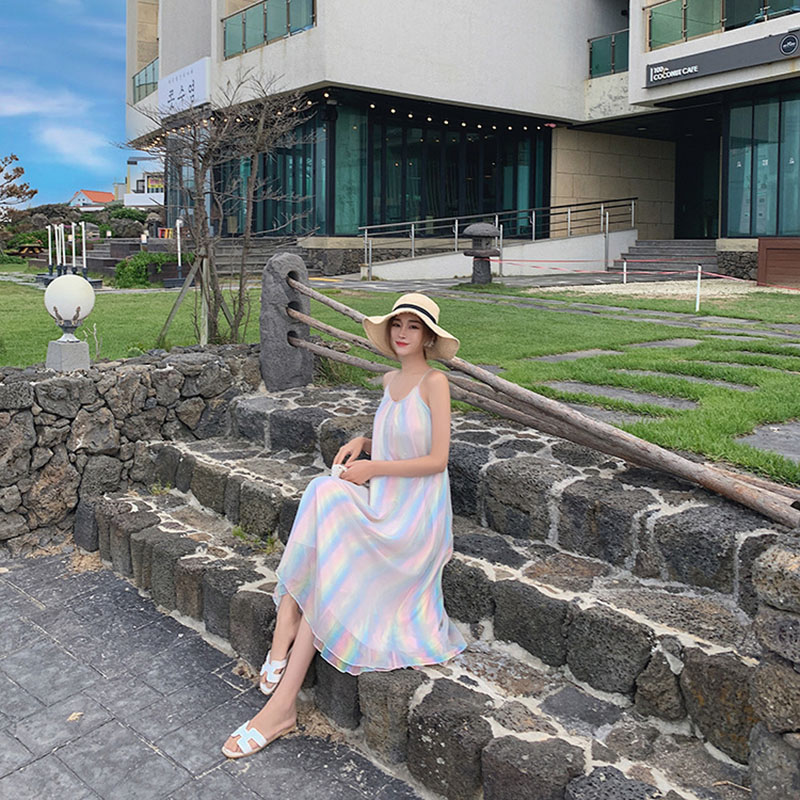 IELGYĐầm Dài Dáng Rộng Màu Sắc Thời Trang Hàn Quốc Xinh Xắn Cho Nữ