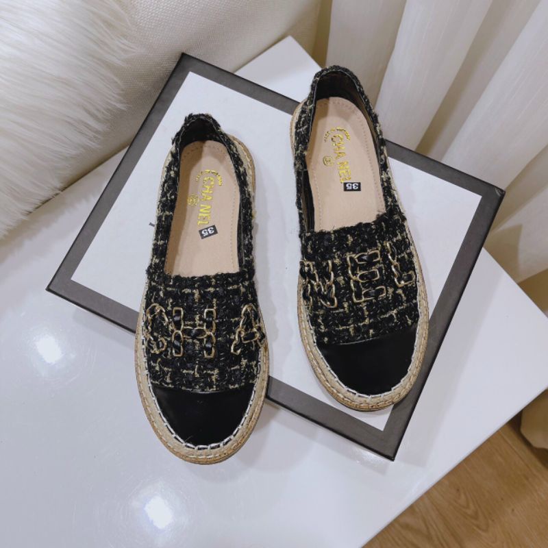 Giày slip on chất dạ đế kếp CN chữ xích cá tính