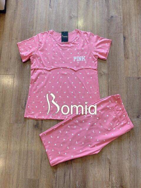 Bộ bầu pink ngố mở lắp mặc bầu và sau sinh