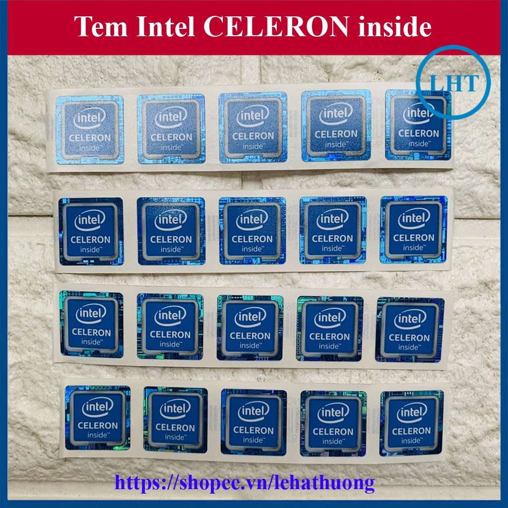Tem Intel CELERON inside Thay Tem Máy Tính Tem Laptop Tem PC - màu Xanh