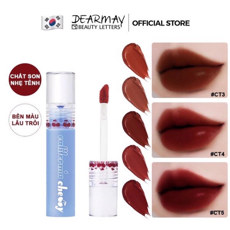 Son Kem Lì, Lên Màu Chuẩn Dearmay California Cherry Velvet Tint 4.4g