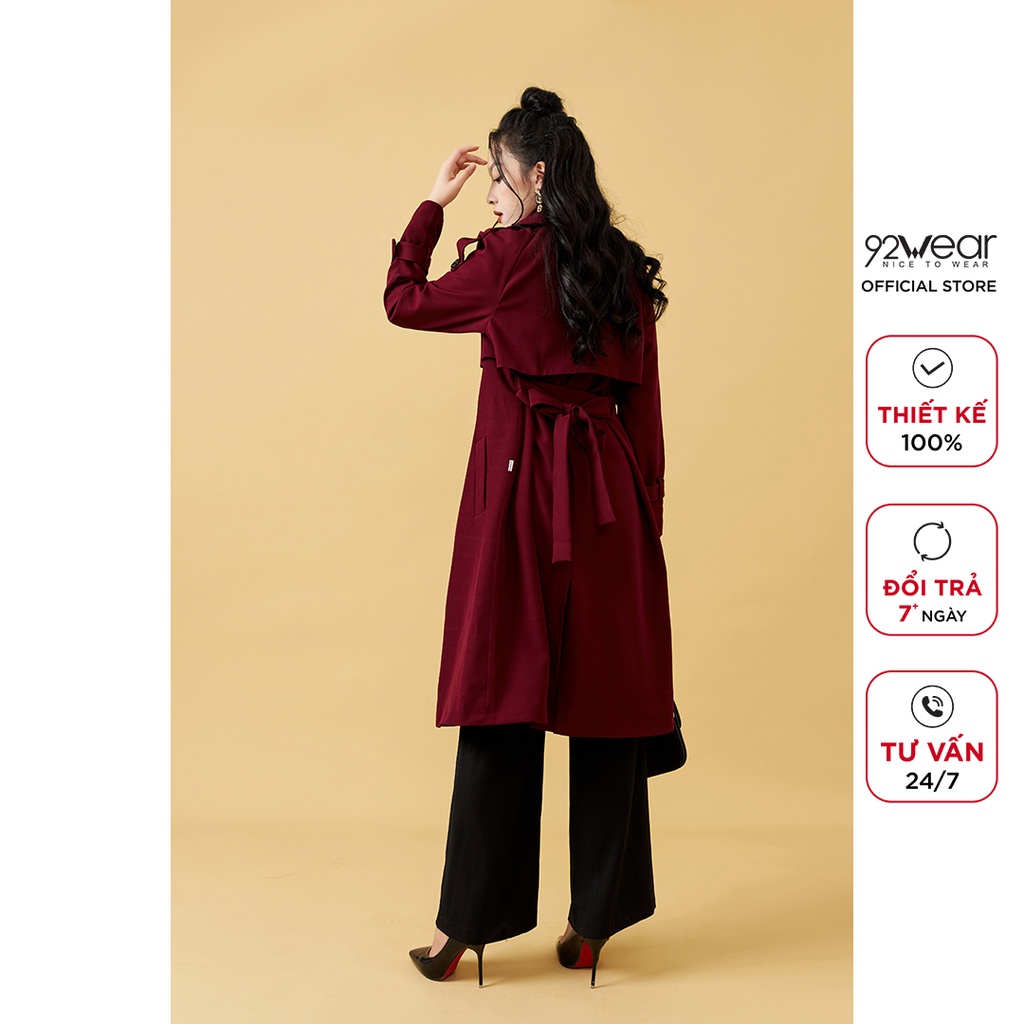 Áo khoác măng tô nữ dáng dài 92WEAR, phong cách Hàn Quốc KOA1737