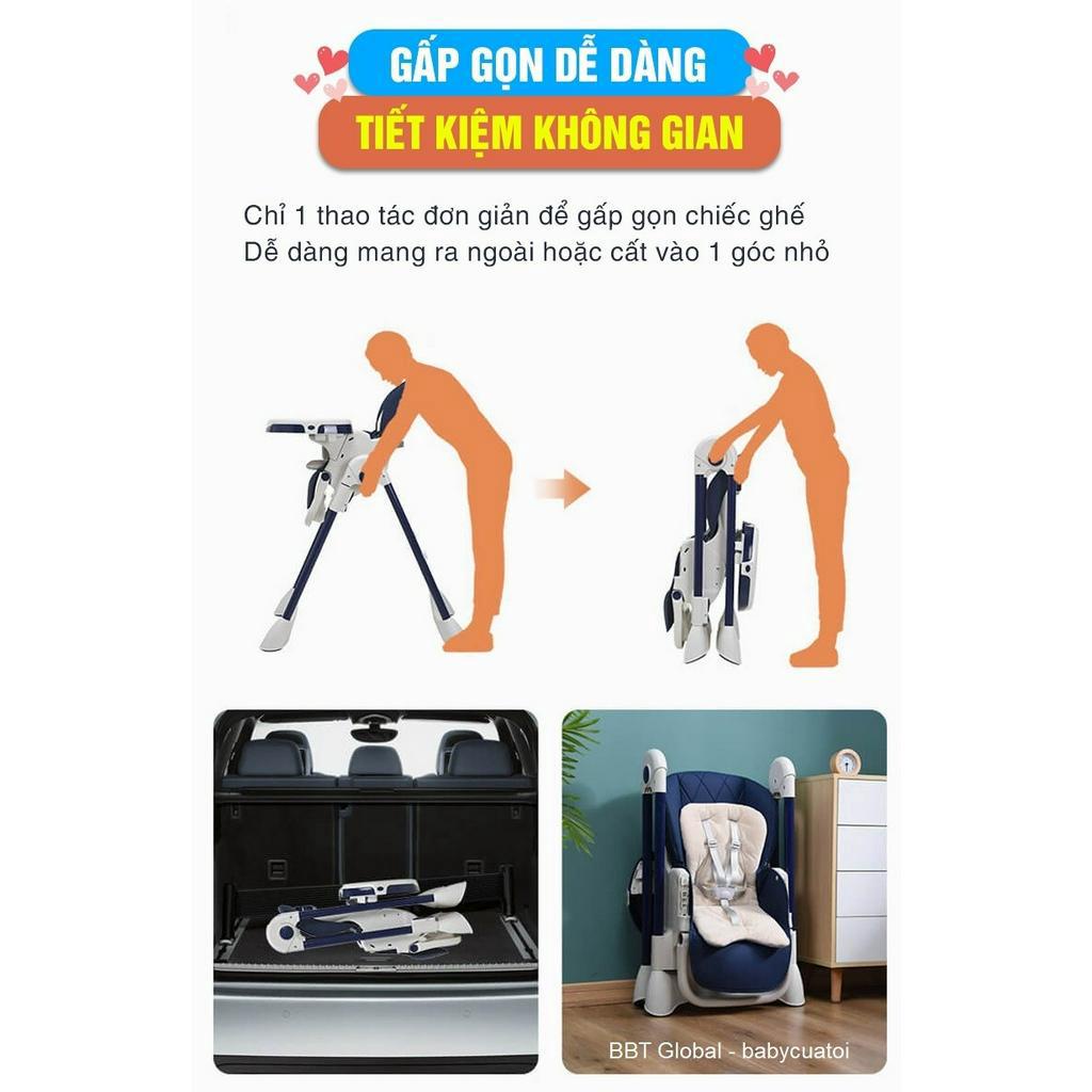 Ghế ăn dặm cao cấp BBT Global GH08 có bánh xe điều chỉnh được tư tthế - ghế ăn dặm cho bé, ghế ăn dặm cao cấp, ghế