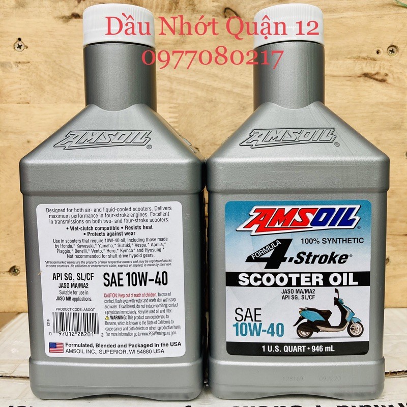 Nhớt Tổng Hợp Xe Tay Ga Amsoil Formula 4-Stroke Scooter Oil 100% Synthetic 946ML - Made in USA