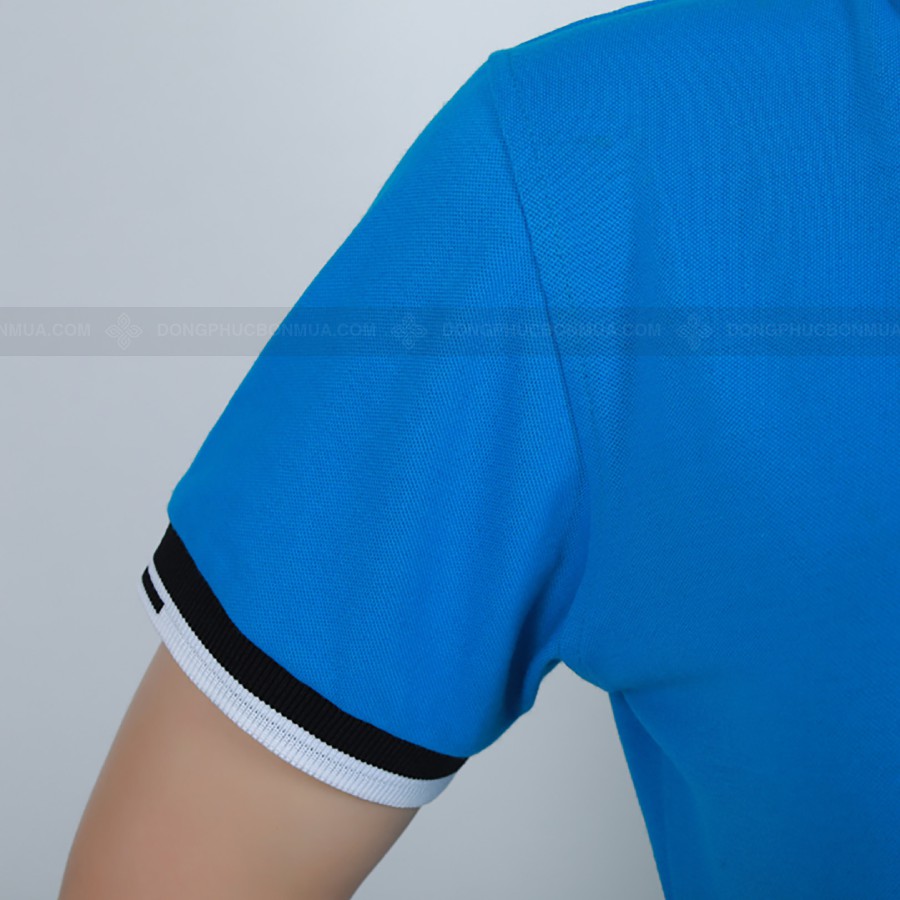 Áo Thun PoLo Đồng Phục Xanh Ya Phối Cổ Sọc Đen Trắng Thời Trang Bao Đẹp MIỄN PHÍ IN LOGO- Đồng Phục Bốn Mùa