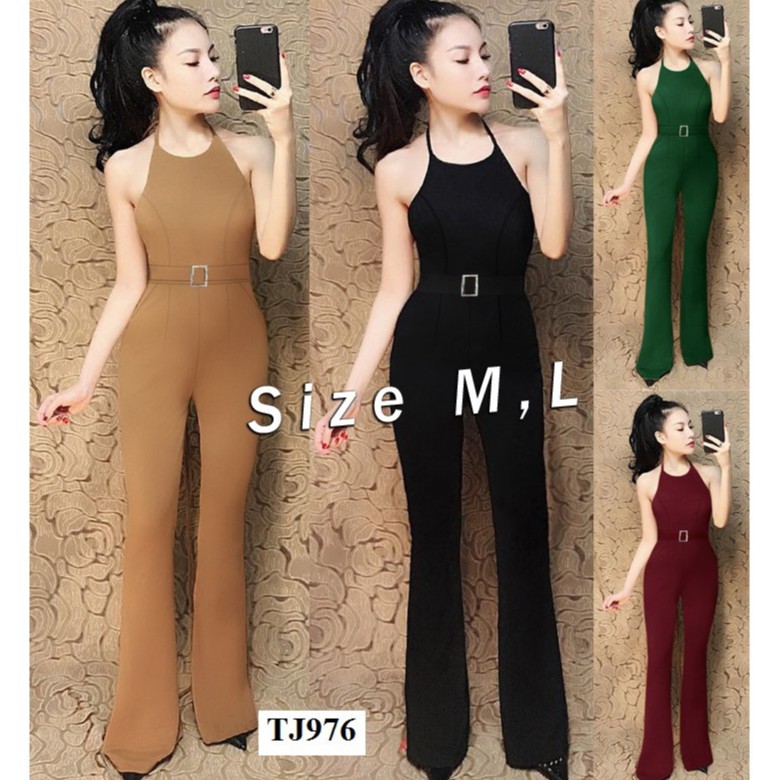 Đồ Bay Nữ 💥FREESHIP💥Giảm 45k Khi Mua Đơn Từ 500k - Jumpsuit dáng dài ống suông cổ yếm xinh xắn TJ976