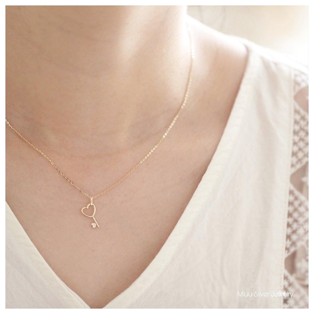 Dây chuyền nữ Miuu Silver, vòng cổ mạ vàng 14K chìa khóa tình yêu Key Love