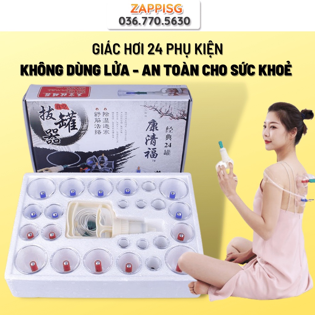 Dụng cụ sức khoẻ - Giác hơi 24 cốc - Dụng cụ giác hơi tại nhà không dùng lửa - An toàn tuyệt đối - BH 1 đổi 1 toàn quốc