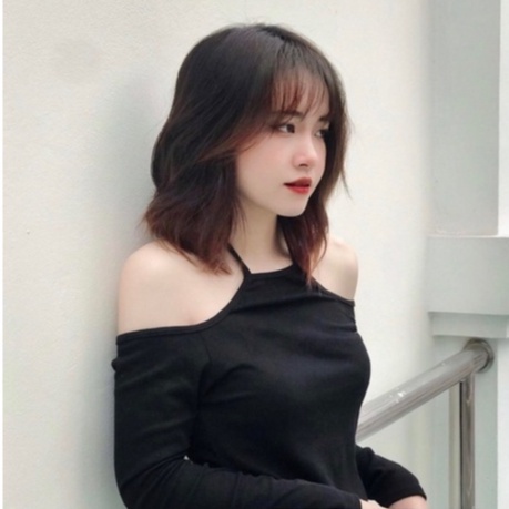 Áo yếm nữ dài tay buộc dây cổ vải thun tăm co giãn form ôm
