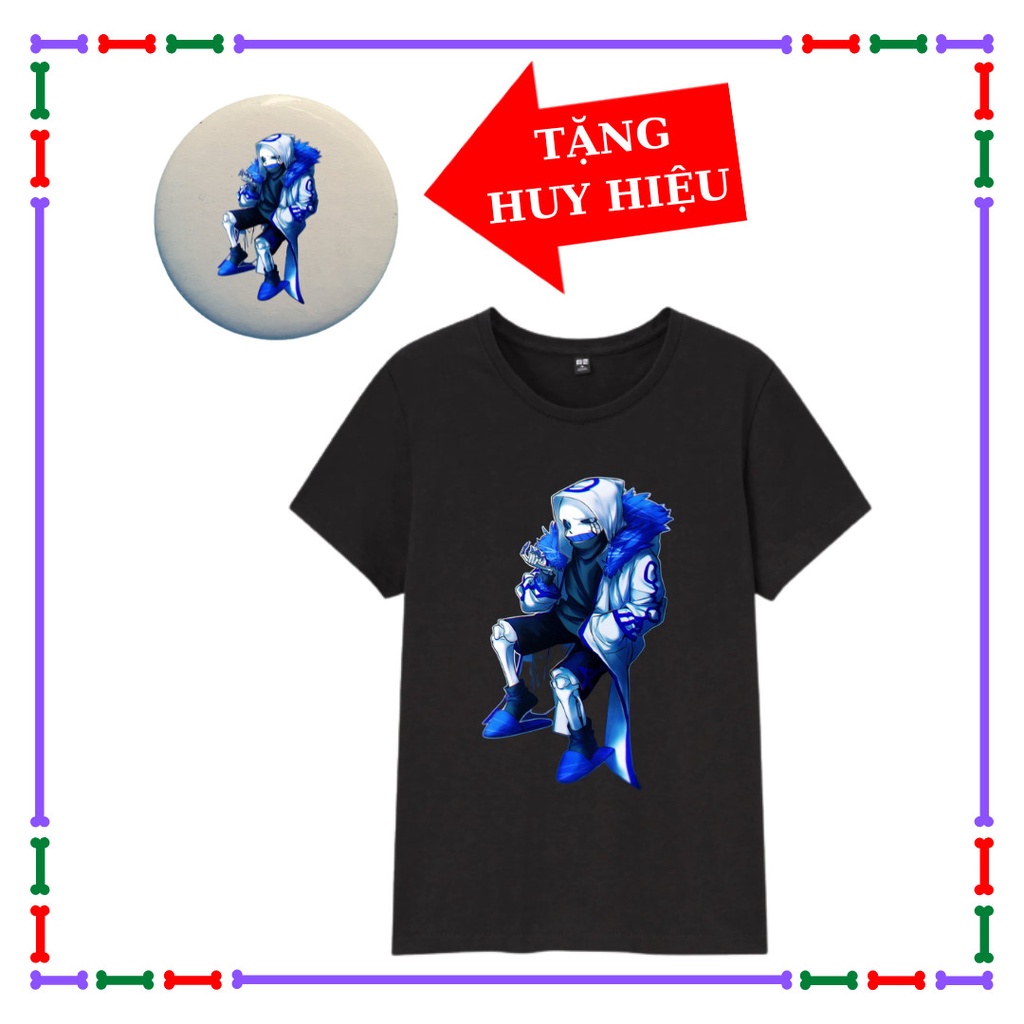 Áo thun cộc tay trẻ em Error 404, Error 505, Undertale Sans, Error Sans siêu ngầu, màu đen, Kèm Huy hiệu