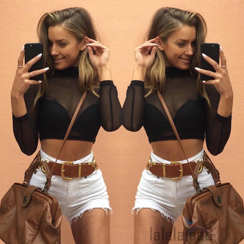 Áo crop Top Lưới Xuyên Thấu Gợi Cảm Thời Trang Cho Nữ