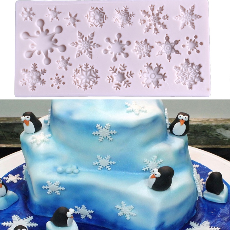 Khuôn Làm Bánh Kẹo Hình Bông Tuyết Bằng Silicon