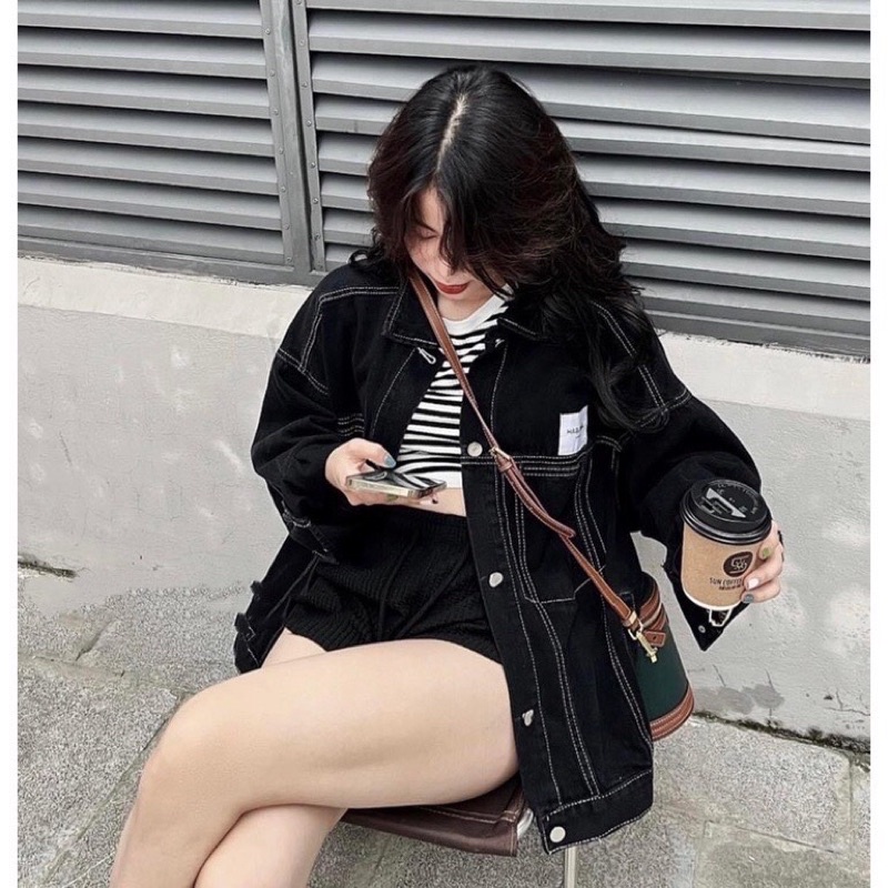 Áo khoác jean tag trắng from rộng oversize , áo khoác demin , áo bò sukii.house