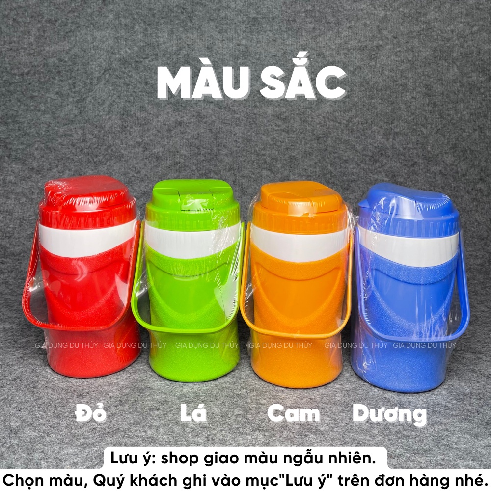 Bình đá giữ nhiệt cao cấp có quay xách tiện lợi dụng tích 750ml-1000ml-1500ml-2000ml 2 màu sắc miệng lớn dễ vệ sinh