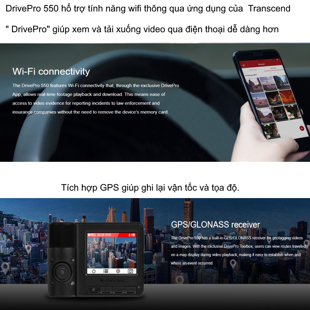 Camera Hành Trình Transcend DrivePro 550 | BigBuy360 - bigbuy360.vn