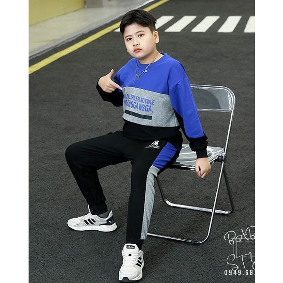 Bộ quần áo thu đông bé trai “SAWG“ 14-45kg, đồ dài tay ấm áp cho bé trai 4-14 tuổi. Vải da cá dày đẹp. Hàng may kỹ. B50