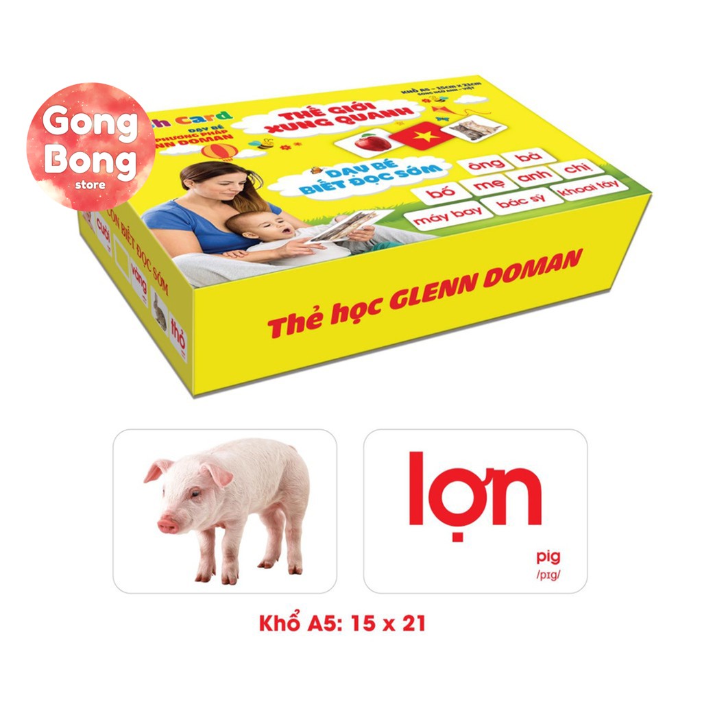 Bộ thẻ học Flashcard thông minh Glenn Doman 14 chủ đề Thế giới xung quanh song ngữ cho bé khổ A5 Gong Bong store