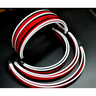 Dây nguồn bọc lưới ĐỎ TRẮNG ĐEN ( 24 pin )