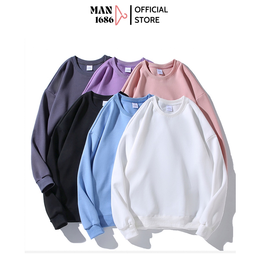 Áo sweater nam nữ cổ tròn tay dài form rộng vải nỉ bông mềm mịn ấm áp bigsize hàn quốc ulzzang basic trơn MAN1686