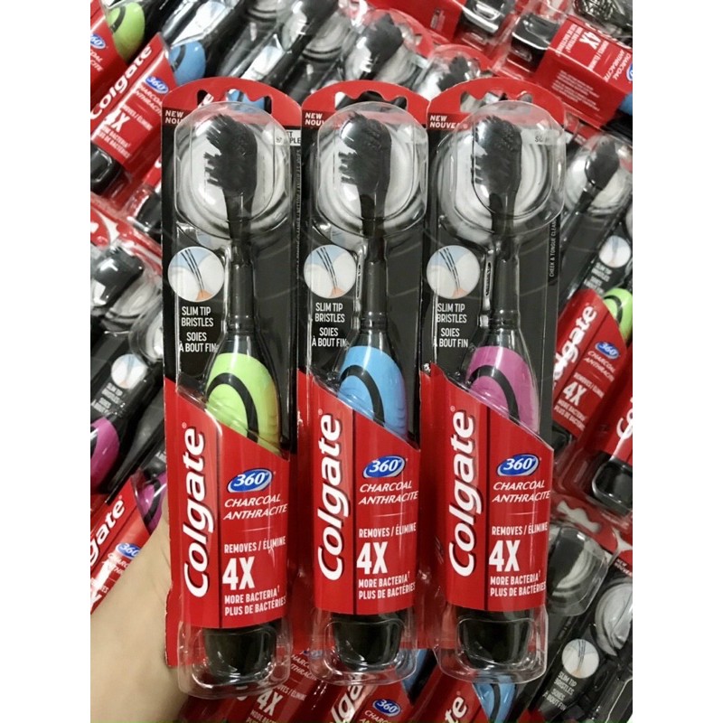 Bàn chải pin Colgate that hoạt tính kháng khuẩn 360 độ Charcoal