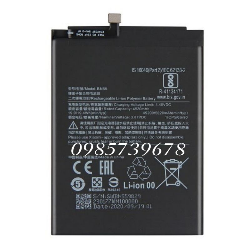 pin cho điện thoại Xiaomi Redmi Note 9, Mi 10X 4G bảo hành 6 tháng.