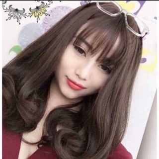 Tóc giả nguyên đầu cao cấp xoăn 40cm, tóc shop tự chụp