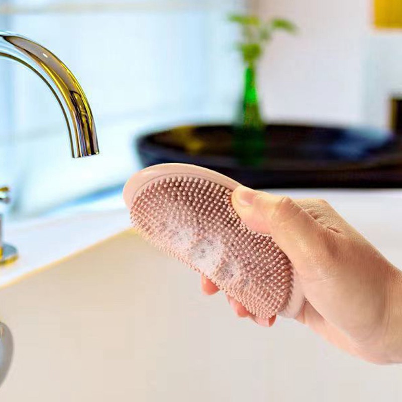 Bàn Chải Silicol Kèm Giá Đựng Xà Phòng Ráo Nước 2in1 Đa Năng Cho Nhà Bếp Nhà Tắm