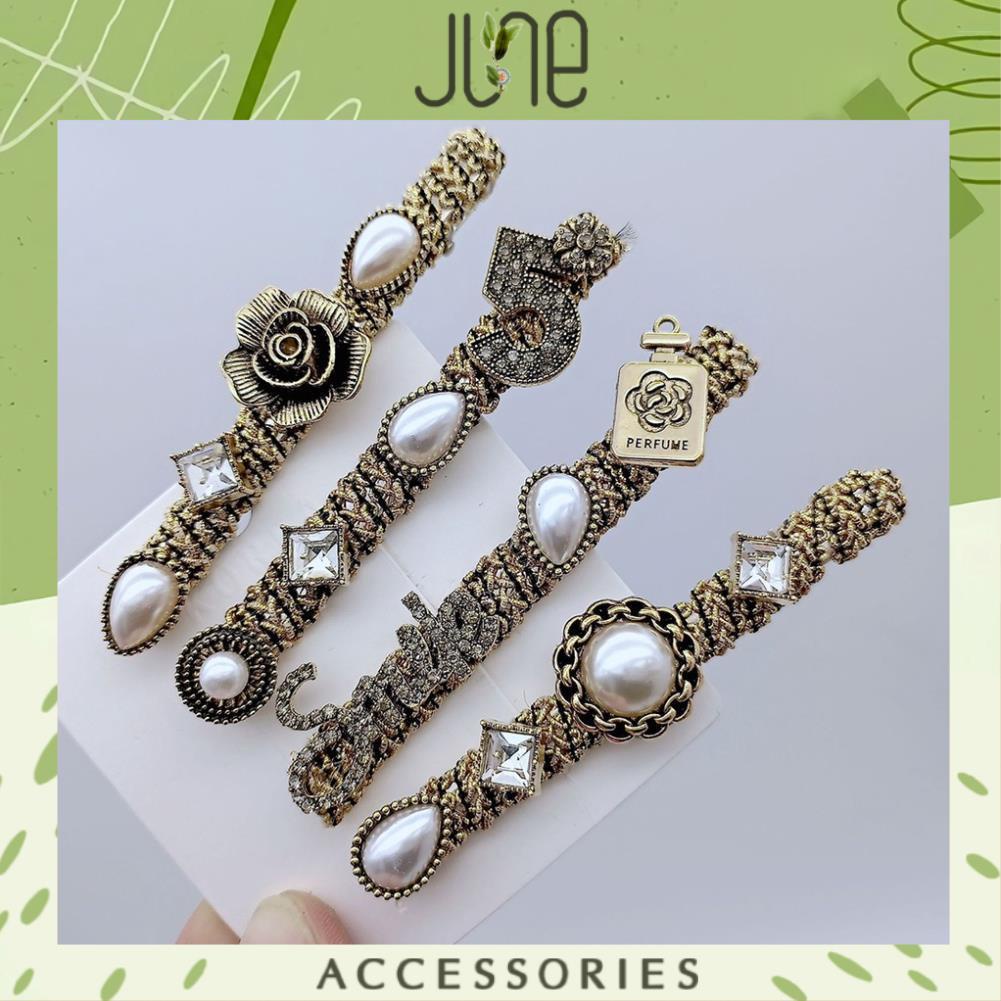 Kẹp tóc đính đá hình bông hoa, Smile sang chảnh thời trang Hàn Quốc pha chút cổ điển, June Accessories